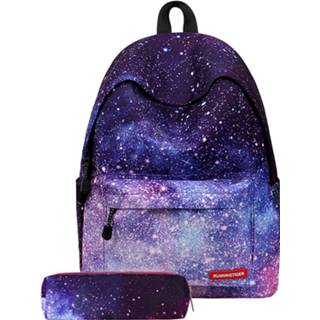 👉 Backpack active meisjes Starry Pattern Print Travel School Schouders tas met pennenzak voor meisjes, Maat: 40cm x 30cm 17cm