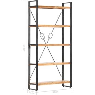 👉 Boeken kast acaciahout bruin VidaXL Boekenkast met 5 schappen 90x30x180 cm massief 8719883826882