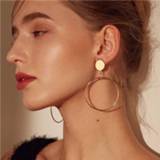👉 Oorbel goud active kleding Geometrische grote ronde oorbellen holle drop (goud)