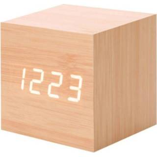 👉 Klok multicolor wit houten active Sounds Control Moderne digitale LED-bureau Wekker Thermometer Timer