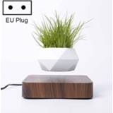 👉 Potplant diamant plastic active bloempot + donker houtnerfbasis Magnetische levitatie Woondecoratie, EU-stekker