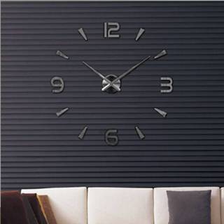 👉 Horloge zwart active Slaapkamer Woondecoratie Frameloze 3D-spiegel Grote DIY Muursticker Dempklok, Grootte: 100 * 100cm (zwart)
