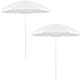 👉 Parasol witte nylon 2x strand parasols van 150 cm
