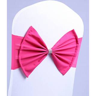 👉 Stoel rood rose active Spandex Chair Sash past op alle stoelen Wedding Sashes Bow Elastic Ribbon Back Tie Bands voor Party Ceremony Banket (Rose Red)