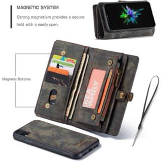👉 Portemonnee kunstleer geen opdruk IP certificering zwart walletcase stuks grijs CaseMe Vintage Wallet Case iPhone XR - 6017433971924