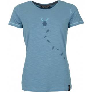 👉 Shirt 40 vrouwen blauw grijs Chillaz - Women's Bergfreunde Gandia Hirschkrah T-shirt maat 40, blauw/grijs 9120102084959