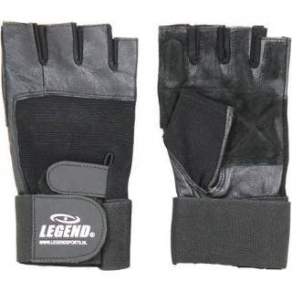 👉 Fitness handschoen zwart leder leer l Legend Sports maat 8719974010299