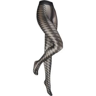 👉 Panty's zwart Amanda 20 denier panty met ruiten motief-S/M-Black 8000577676372