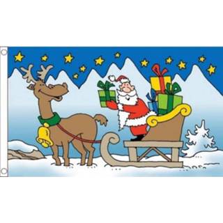 👉 Vlag Kerst Kerstslee met rendier en kerstman 90x150cm 5053737148557