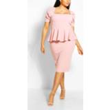 👉 Plus Peplum Puff Sleeve Midi Dress