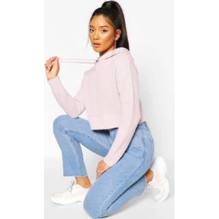 Knitted Hooded Cropped Sweater, Lilac