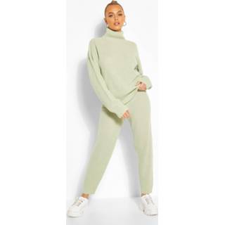 👉 L vrouwen sage Turtle Neck Knitted Jogger Lounge Set,