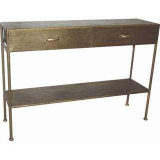 👉 PTMD Sidetable Simple Metal Gold Open 2 Drawers