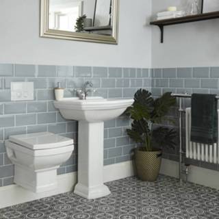 👉 Wastafel keramisch wit 2-delige Klassieke Hangtoiletset & Keuze | Chester 5051752766626