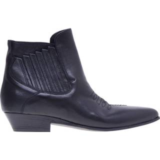 👉 Leather vrouwen zwart Texan ankle boot in