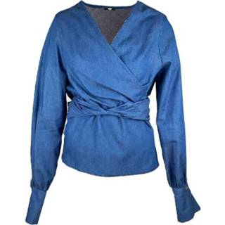 👉 Blous XL vrouwen blauw Juno overlap blouse