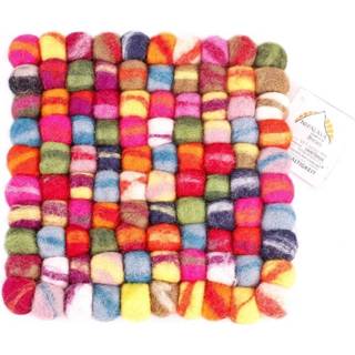 👉 Vilten onderzetter multicolor vilt Vierkante Tie Dye (18 cm) 4062279079572