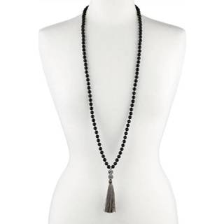 👉 Y-vormig collier van zwarte agaat Zwart