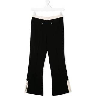 👉 Broek vrouwen zwart Contrast trousers with signature embroidery