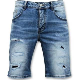 👉 Korte broek male blauw - Gescheurde Jeans Short 9086