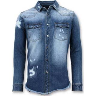 👉 Spijkeroverhemd XL male blauw Lange - Denim Blouse