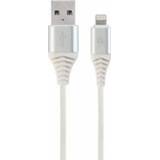 Wit zilver Gembird CC-USB2B-AMLM-1M-BW2 Lightning-kabel Zilver, 8716309106030