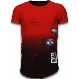 👉 Shirt XL male rood Pictured Flare Effect T-shirt - Long Fit Dual Colored