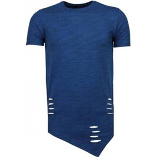 👉 Shirt l male blauw Sleeve Ripped T-Shirt 1591112203735