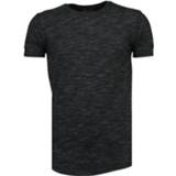 👉 Shirt s male zwart Sleeve Ribbel T-Shirt