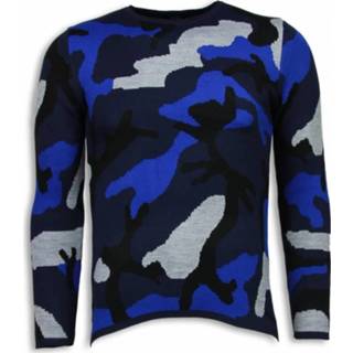 👉 Trui XL male blauw Dazzle Paint - Camouflage Long Fit Sweater