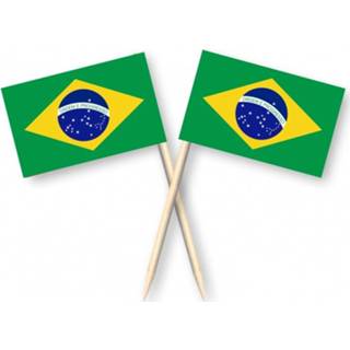 👉 Cocktailprikker active Cocktailprikkers met Braziliaanse vlag, Brazilië Kaasprikkers, 50 stuks 7435127472431