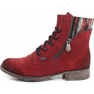 👉 Veterlaars buitenmateriaa leer vrouwen donkerrood Veterlaarsjes