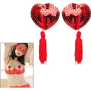 Paillet rood active Schoonheid>Nubra vrouwen 3 sets hart stijl pailletten kwasten tepel sticker pasteitjes (rood) 6017450053054