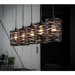 👉 Hanglamp grijs metaal zwart Twister 117 cm breed in slate