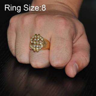 👉 Ringmat gouden goud active kleding mannen Rock Bling US Dollar Sign Signets ringen voor sieraden, ringmaat: 7 (goud)