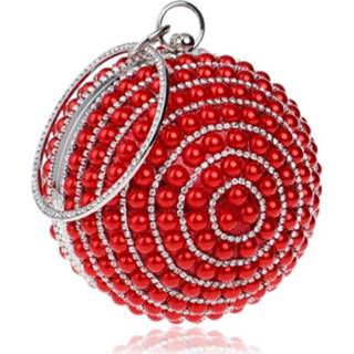 👉 Balvorm damesmode banket partij parel handtas (rood)