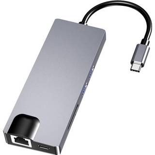 👉 Netwerkkaart active HW-TC12 8 in 1 Type-C / USB-C multifunctionele extensie HUB-adapter Hdmi Vga Hub-kaartlezer +