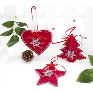 👉 Ornament active 2 Packs Kerst Doek Creatieve Kerstboom Hanger Woondecoratie (Hart + Ster Kerstboom)