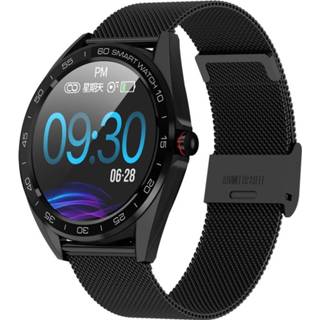 👉 Smartwatch zwart metalen active K7 1.3 inch IPS-kleurenscherm IP68 Waterdicht, horlogeband, ondersteuning voor oproepherinnering / hartslagmeting bloeddrukmeting slaapmonitoring sedentaire herinnering (zwart)
