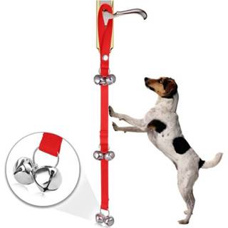 👉 Deurbel rood nylon active Pet Dog Training Bell Rope Traction Doorbell Leash Anti-lost met 7 Bells (Rood)
