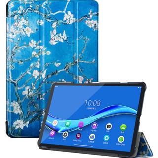 👉 Kunstleer stand flip hoes blauw 3-Vouw sleepcover - Lenovo Tab M10 FHD Plus Van Gogh Amandelboom 9145425543433