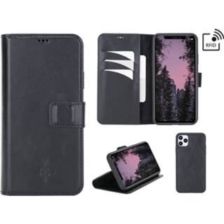 👉 Zwart echt leer ruimte voor papiergeld bookwallet flip hoes Burcht Trecht NorthLife - Uitneembare 2-in-1 (RFID) bookcase iPhone 11 Pro Max 8691051676119