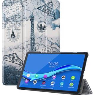 👉 Kunstleer eiffeltoren stand flip hoes grijs 3-Vouw sleepcover - Lenovo Tab M10 FHD Plus 9145425543792