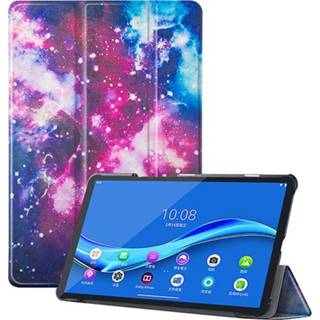 👉 Kunstleer galaxy stand flip hoes wit 3-Vouw sleepcover - Lenovo Tab M10 FHD Plus 9145425543785