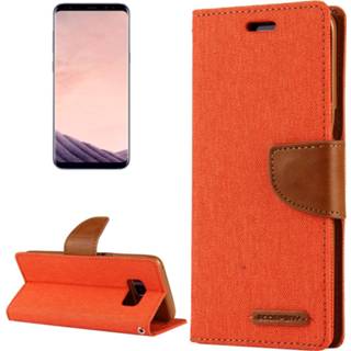 👉 Dagboek oranje canvas active GOOSPERY voor Galaxy S8 textuur horizontale flip lederen tas met kaartsleuven&portemonnee en houder (oranje)