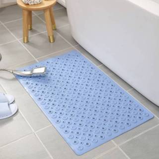 👉 Tapijt blauw PVC antislip active Geurloos Smaakloos Badkamer Bad Inserts Douchemat met TPR Sucker Bug, Maat: 53cm x (Blauw)