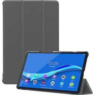 👉 Kunstleer stand flip hoes grijs 3-Vouw sleepcover - Lenovo Tab M10 FHD Plus 9145425543822