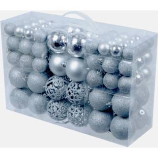 👉 Kerstbal zilveren plastic kunststof 100x plastic/kunststof kerstballen 3-4-6 cm