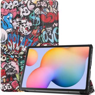 👉 Active Samsung Galaxy Tab S6 Lite hoes - Tri-Fold Book Case Graffiti 8719793078074