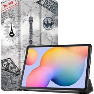 👉 Active Samsung Galaxy Tab S6 Lite hoes - Tri-Fold Book Case Eiffeltoren 8719793078012